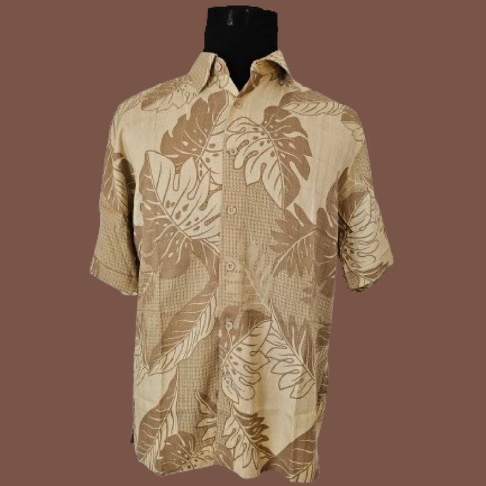 CUBAVERA MEN FLORAL SHORT SLEEVE CASUAL DRESS SHIRT - Size LARGE